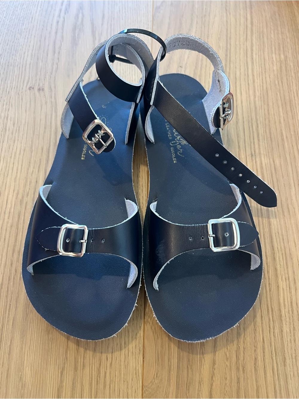 Salt Water Sandals by Hoy Black Leather Buckle Sandals for Kids